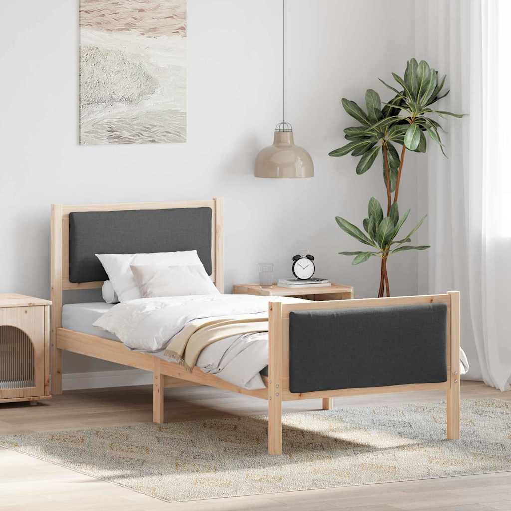 Bettrahmen mit Kopfteil Dunkelgrau 75 x 190 cm Stoff