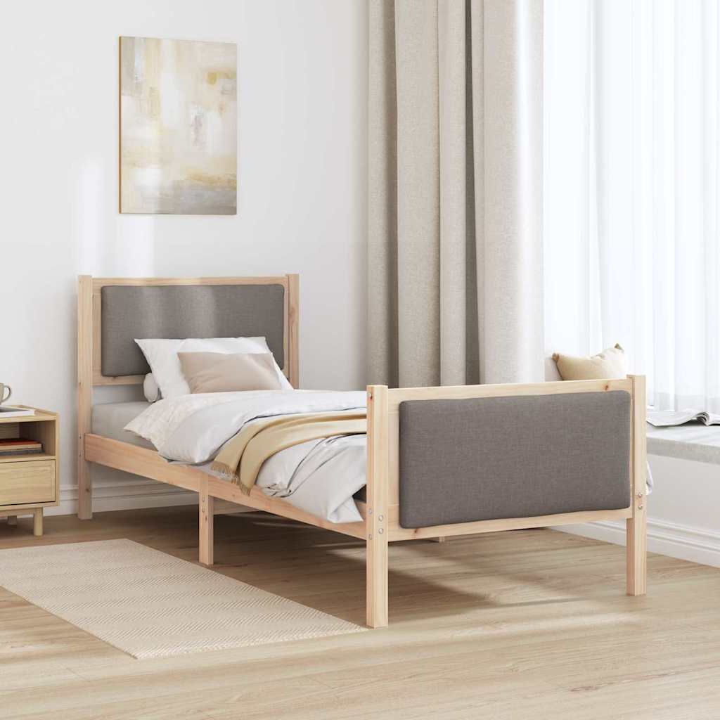 Bettrahmen mit Kopfteil Taupe 75 x 190 cm Stoff