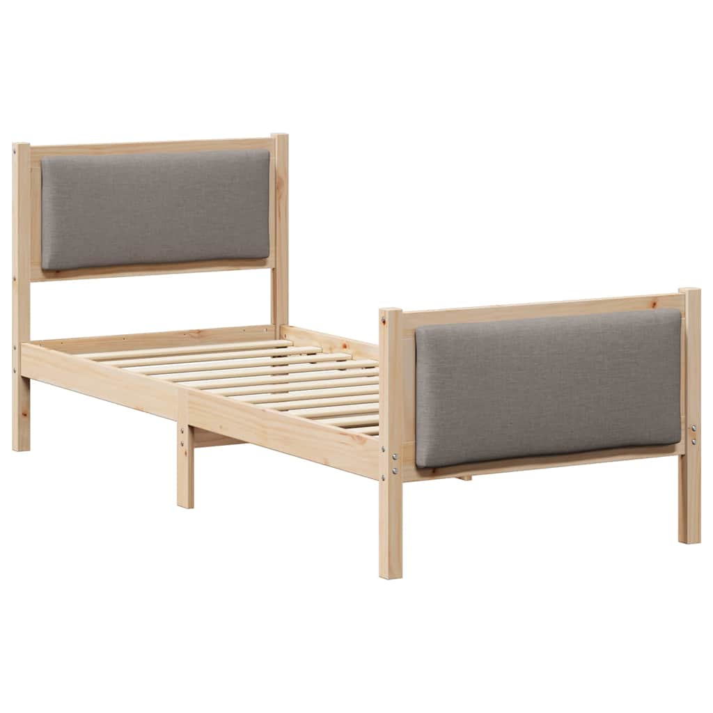 Bettrahmen mit Kopfteil Taupe 75 x 190 cm Stoff