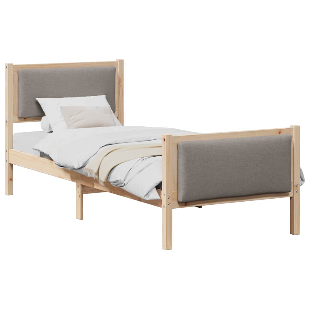Bettrahmen mit Kopfteil Taupe 75 x 190 cm Stoff