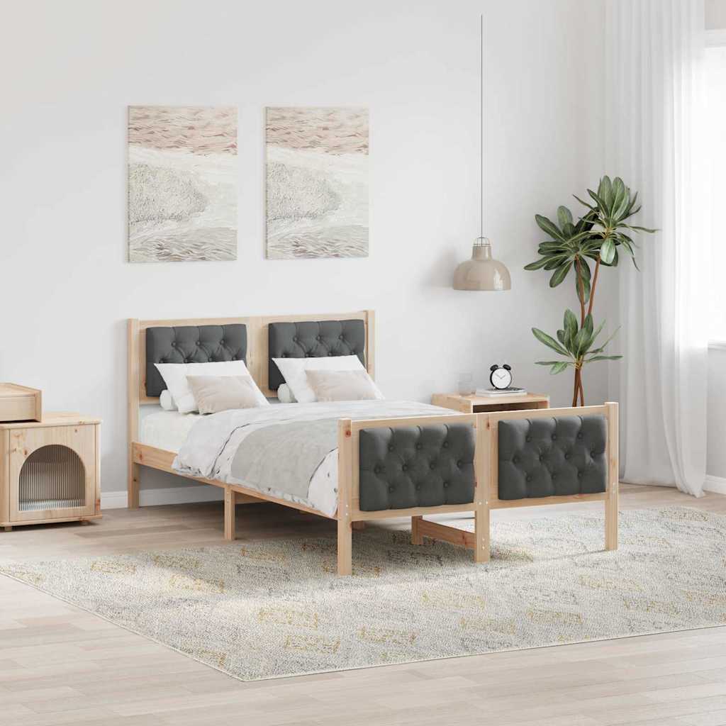 Bettrahmen Dunkelgrau 120 x 200 cm Massives Kiefernholz