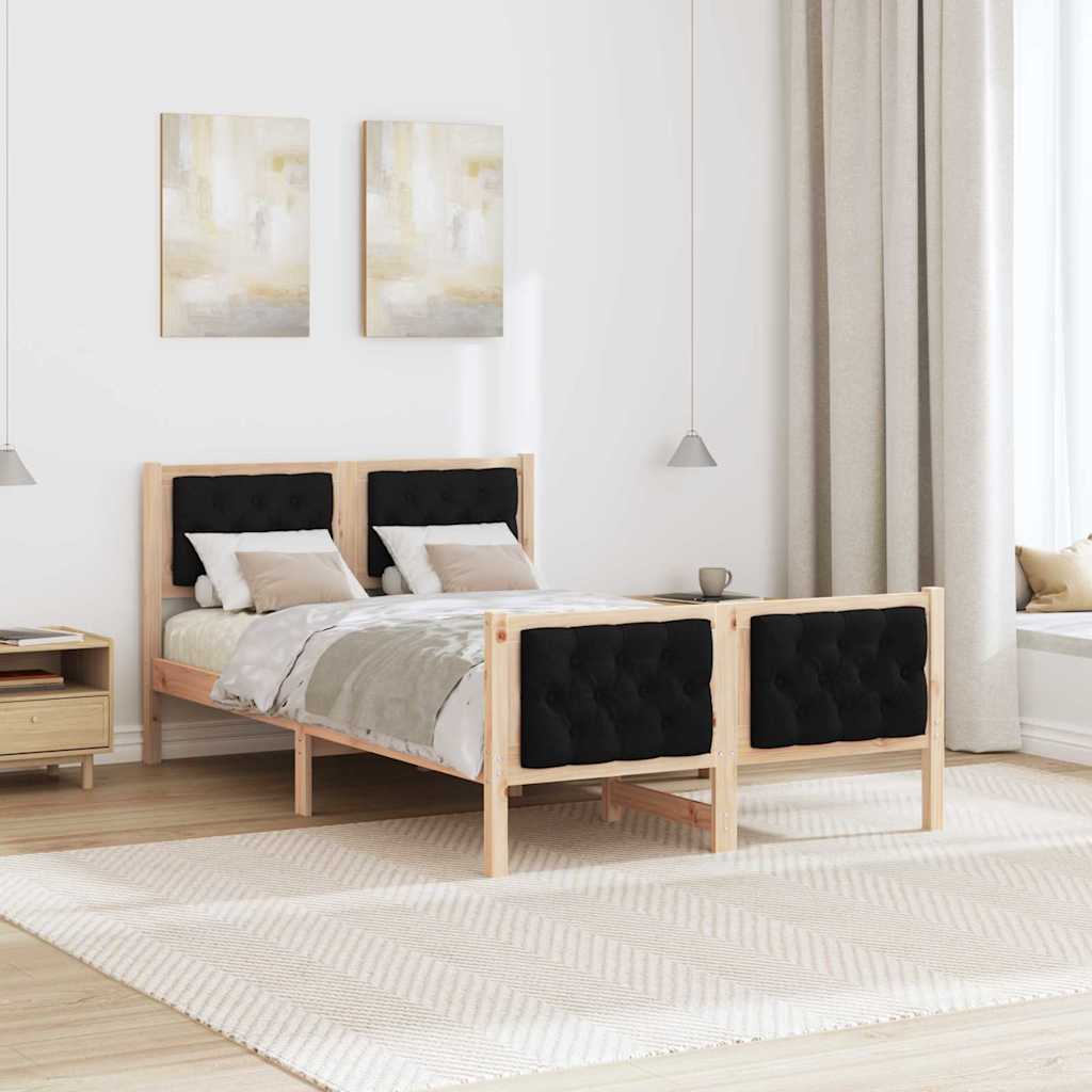 Bettrahmen Schwarz 120 x 200 cm Massives Kiefernholz