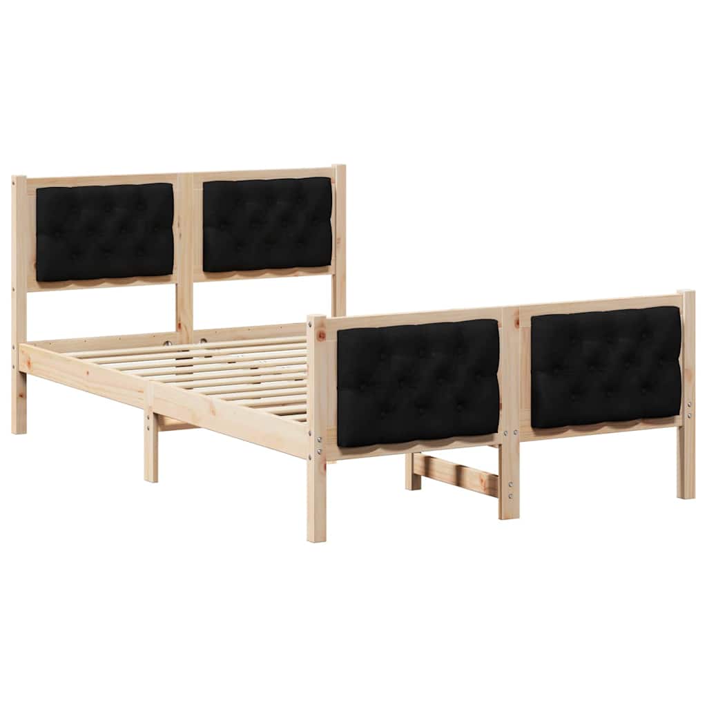 Bettrahmen Schwarz 120 x 200 cm Massives Kiefernholz