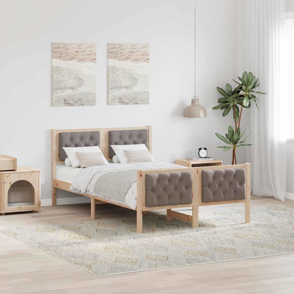 Bettrahmen mit Kopfteil Taupe 120 x 200 cm Massives Kiefernholz