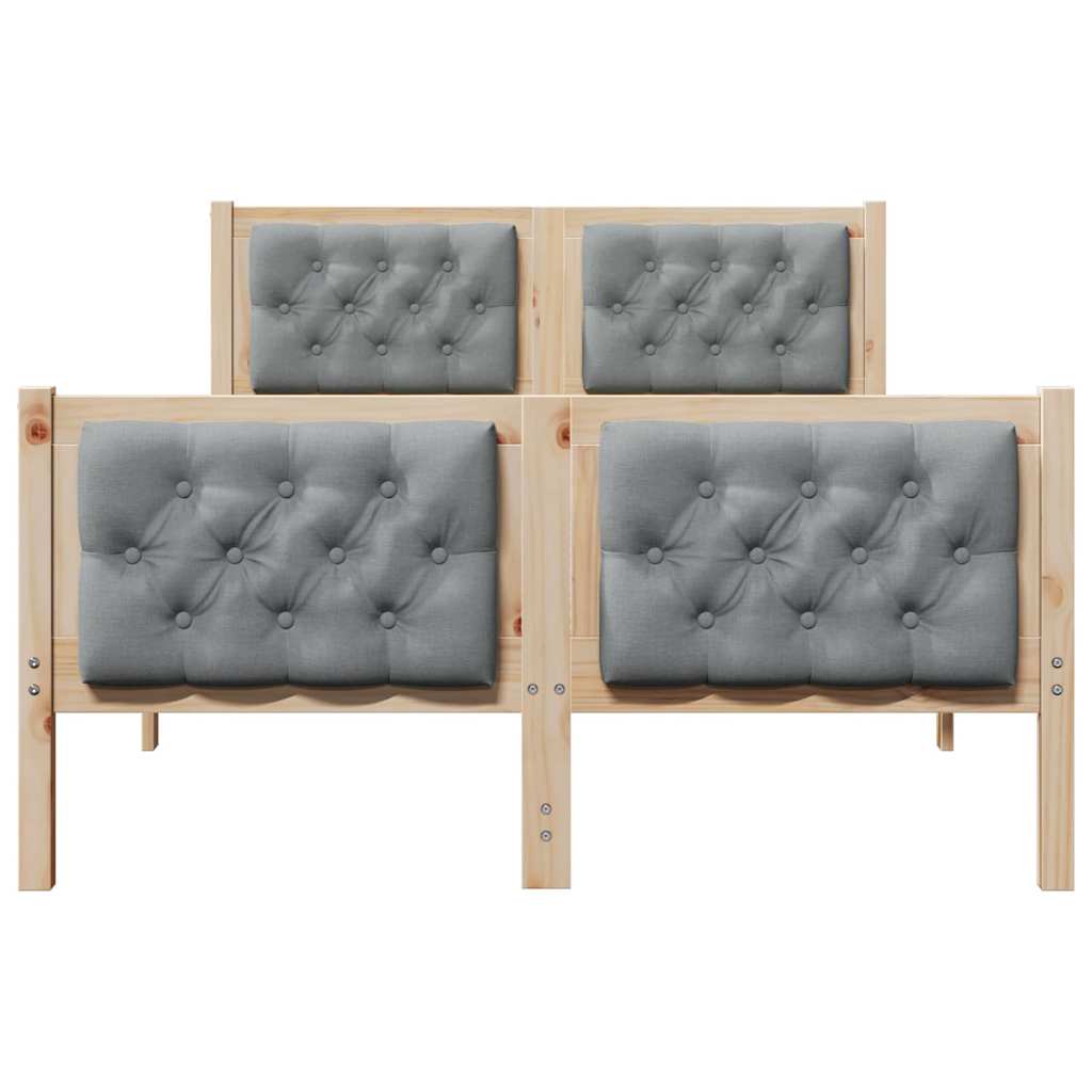 Bettrahmen Hellgrau 135 x 190 cm Massives Kiefernholz