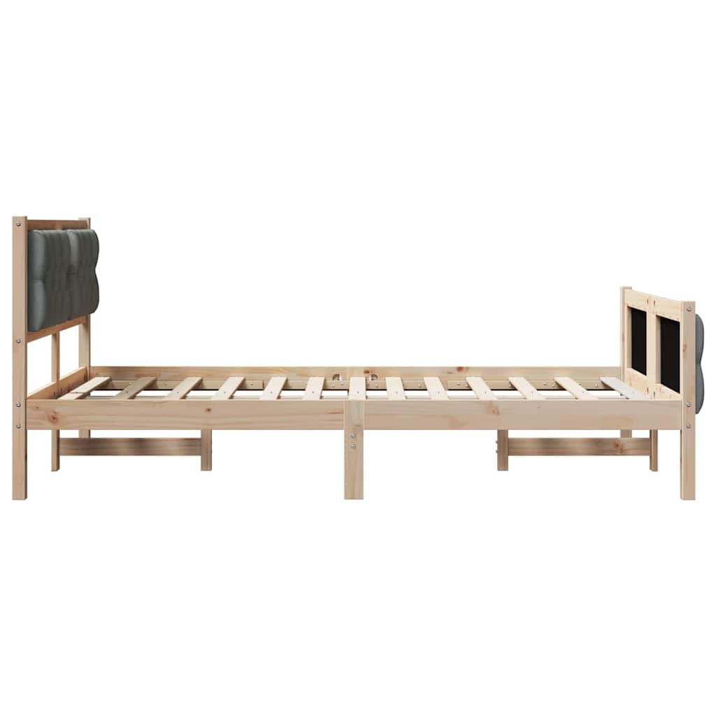 Bettrahmen Dunkelgrau 135 x 190 cm Massives Kiefernholz
