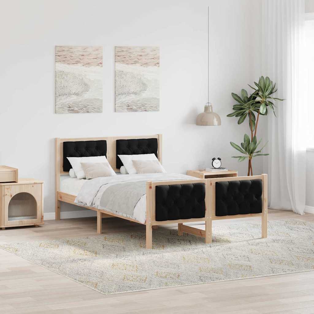 Bettrahmen Schwarz 135 x 190 cm Massives Kiefernholz