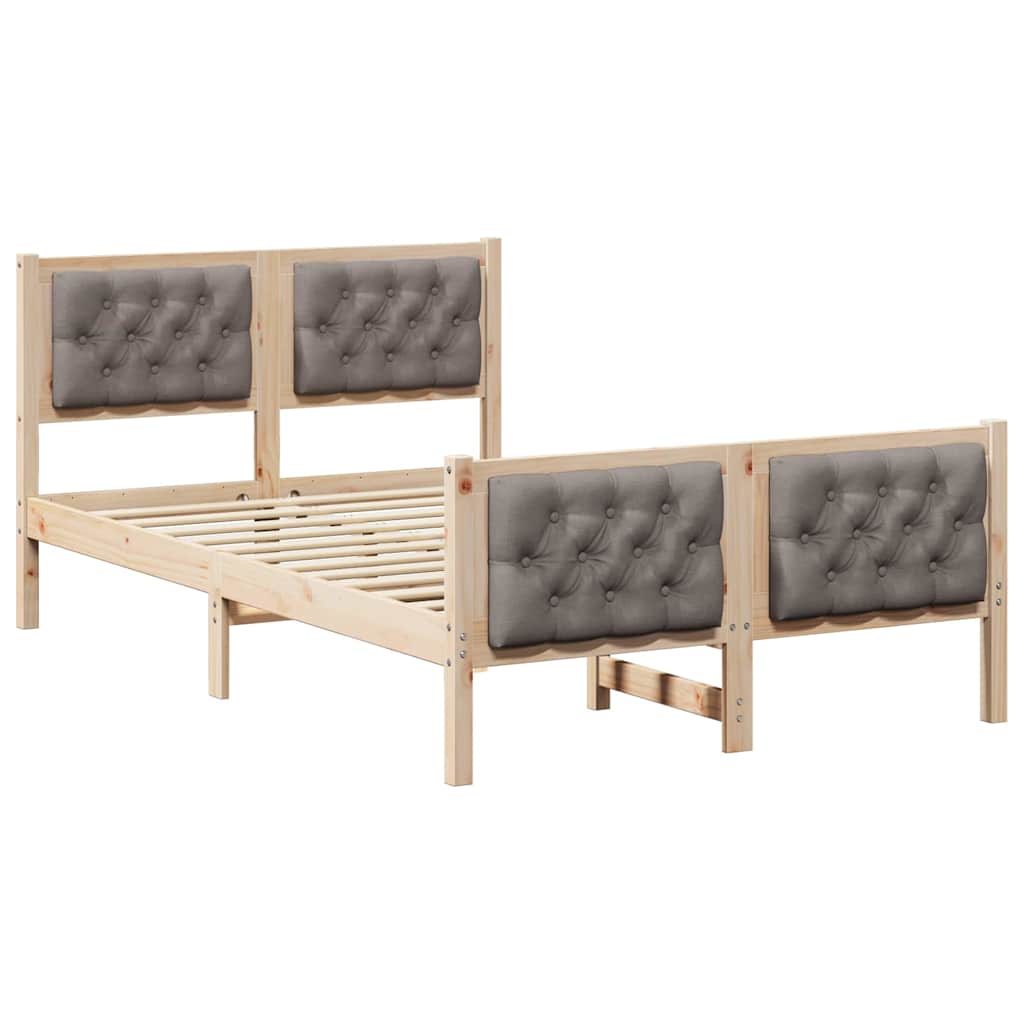 Bettrahmen mit Kopfteil Taupe 135 x 190 cm Massives Kiefernholz