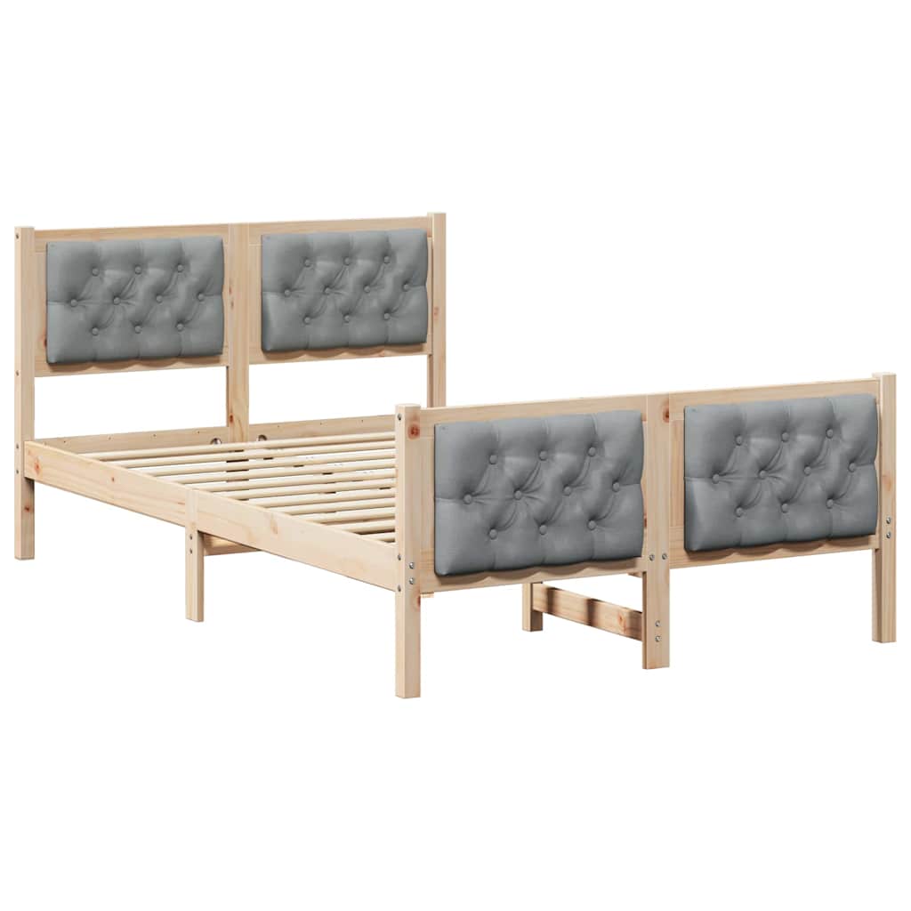Bettrahmen Hellgrau 120 x 190 cm Massives Kiefernholz