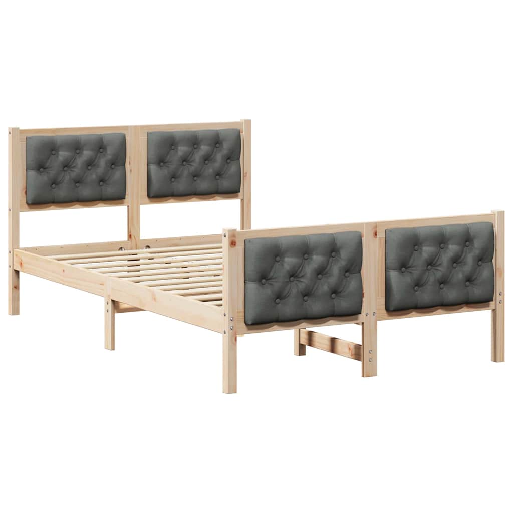 Bettrahmen Dunkelgrau 120 x 190 cm Massives Kiefernholz