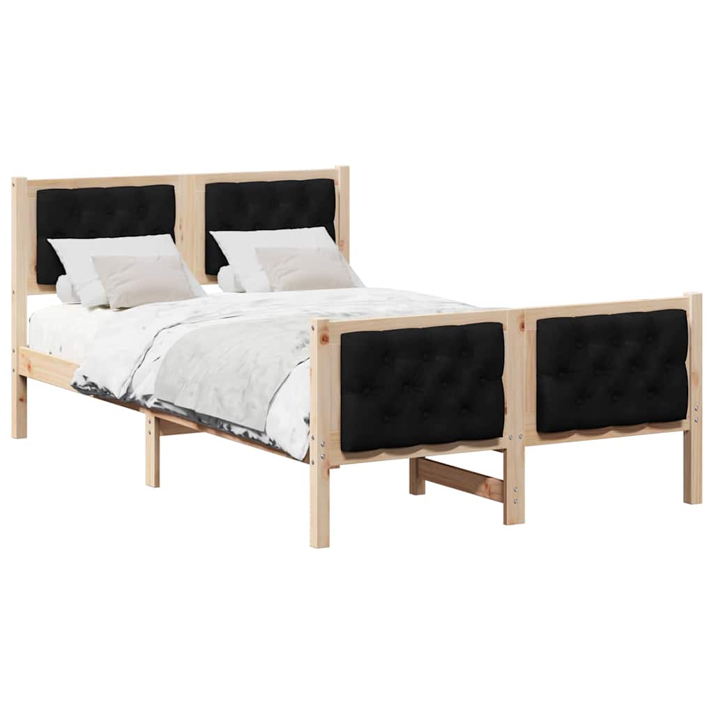 Bettrahmen Schwarz 120 x 190 cm Massives Kiefernholz