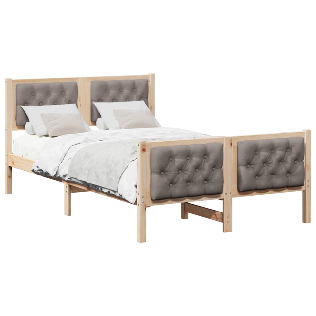 Bettrahmen mit Kopfteil Taupe 120 x 190 cm Massives Kiefernholz