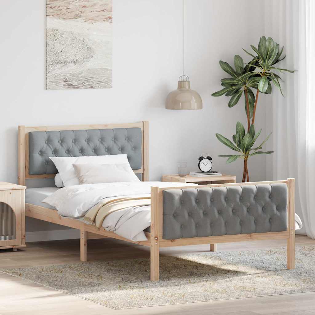 Bettrahmen Hellgrau 100 x 200 cm Massives Kiefernholz