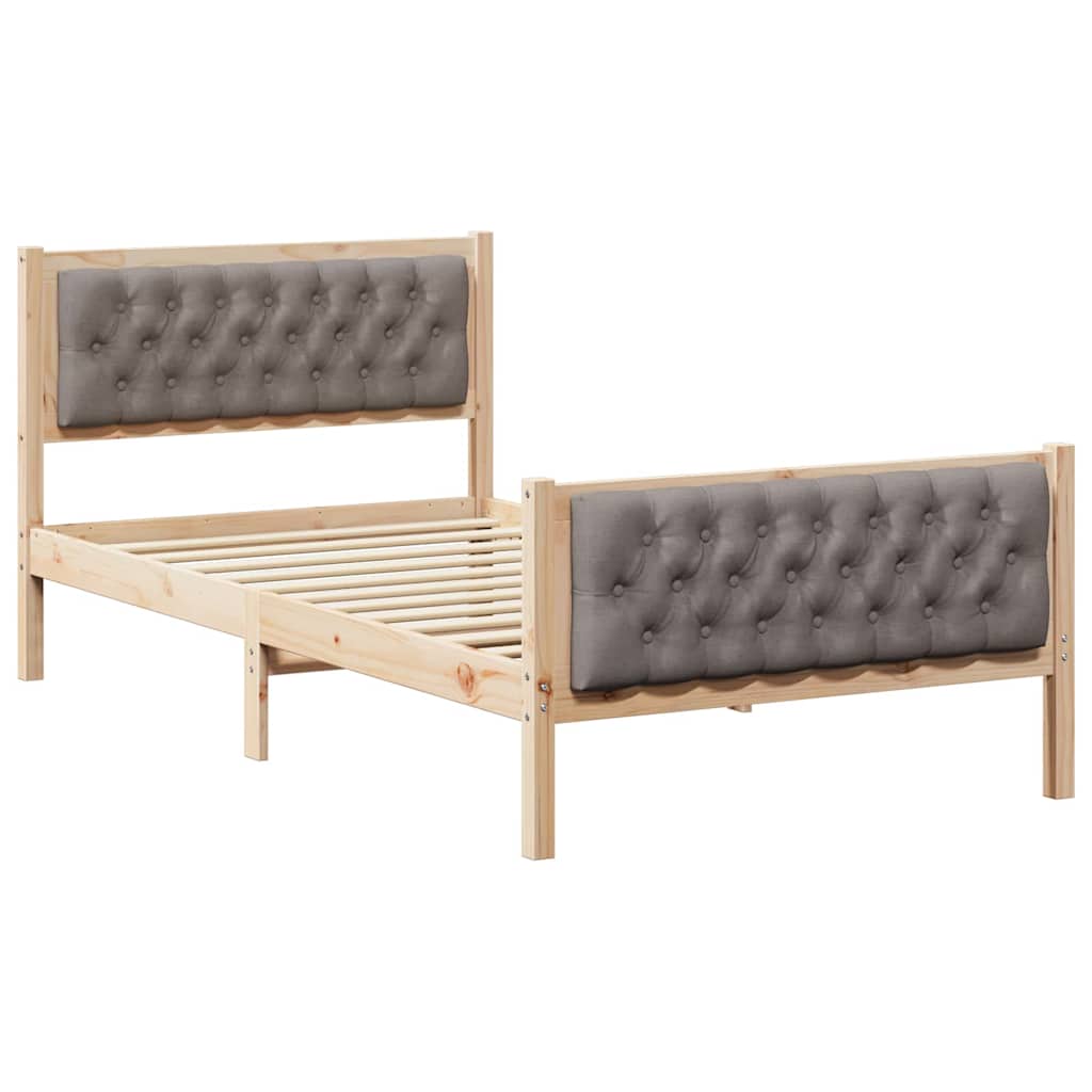 Bettrahmen mit Kopfteil Taupe 100 x 200 cm Massives Kiefernholz