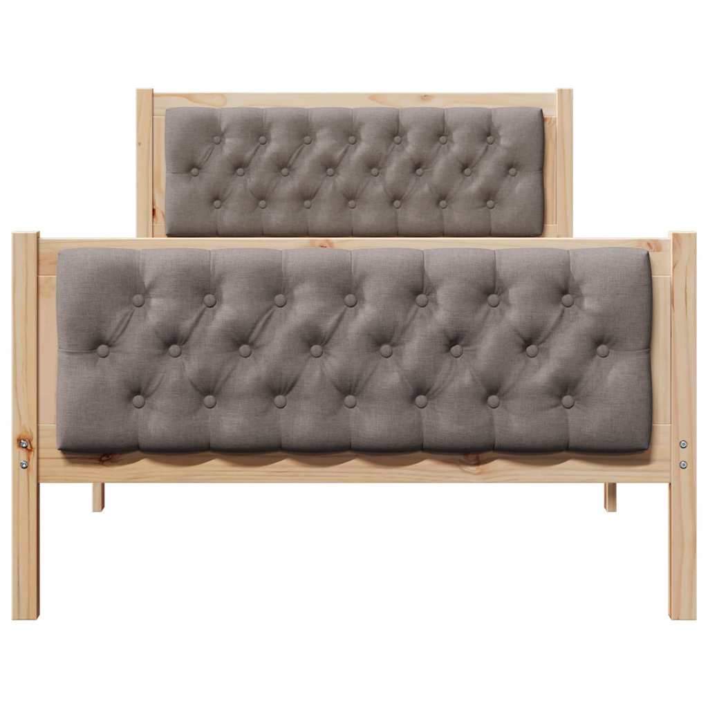Bettrahmen mit Kopfteil Taupe 100 x 200 cm Massives Kiefernholz