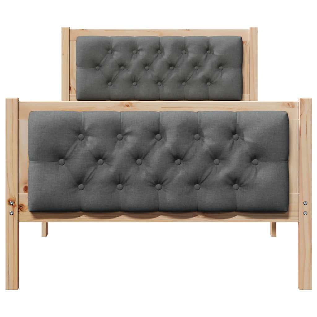 Bettrahmen Dunkelgrau 90 x 200 cm Massives Kiefernholz