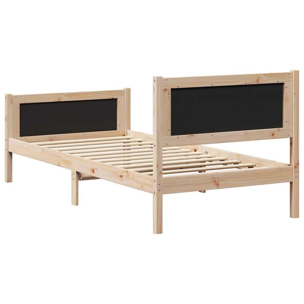 Bettrahmen Schwarz 90 x 200 cm Massives Kiefernholz