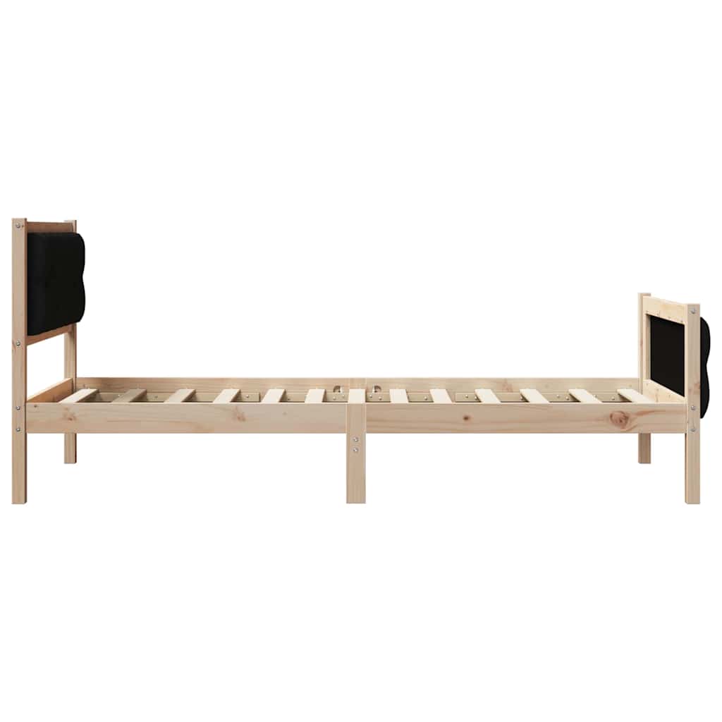 Bettrahmen Schwarz 90 x 200 cm Massives Kiefernholz