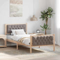 Bettrahmen mit Kopfteil Taupe 90 x 200 cm Massives Kiefernholz