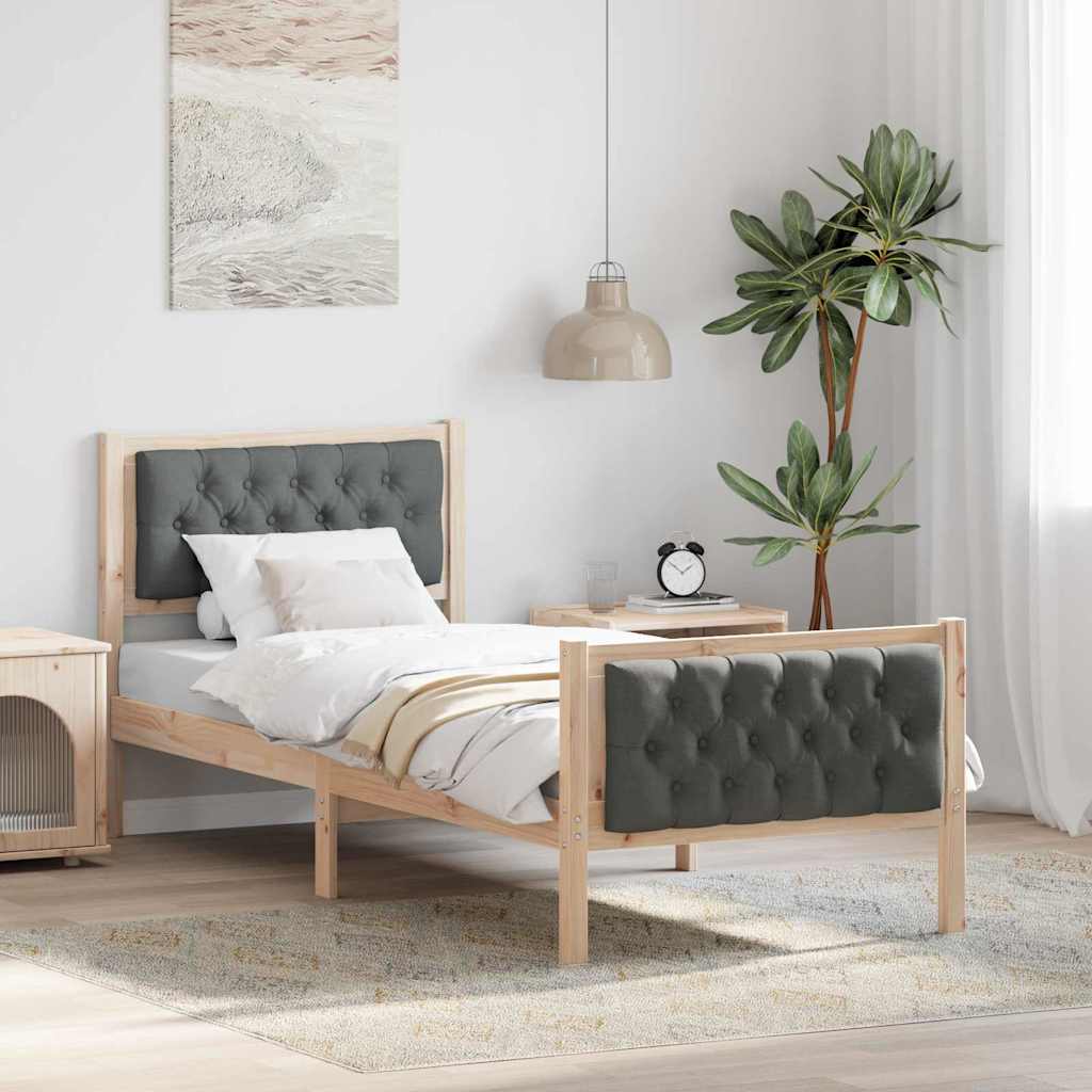 Bettrahmen Dunkelgrau 80 x 200 cm Massives Kiefernholz