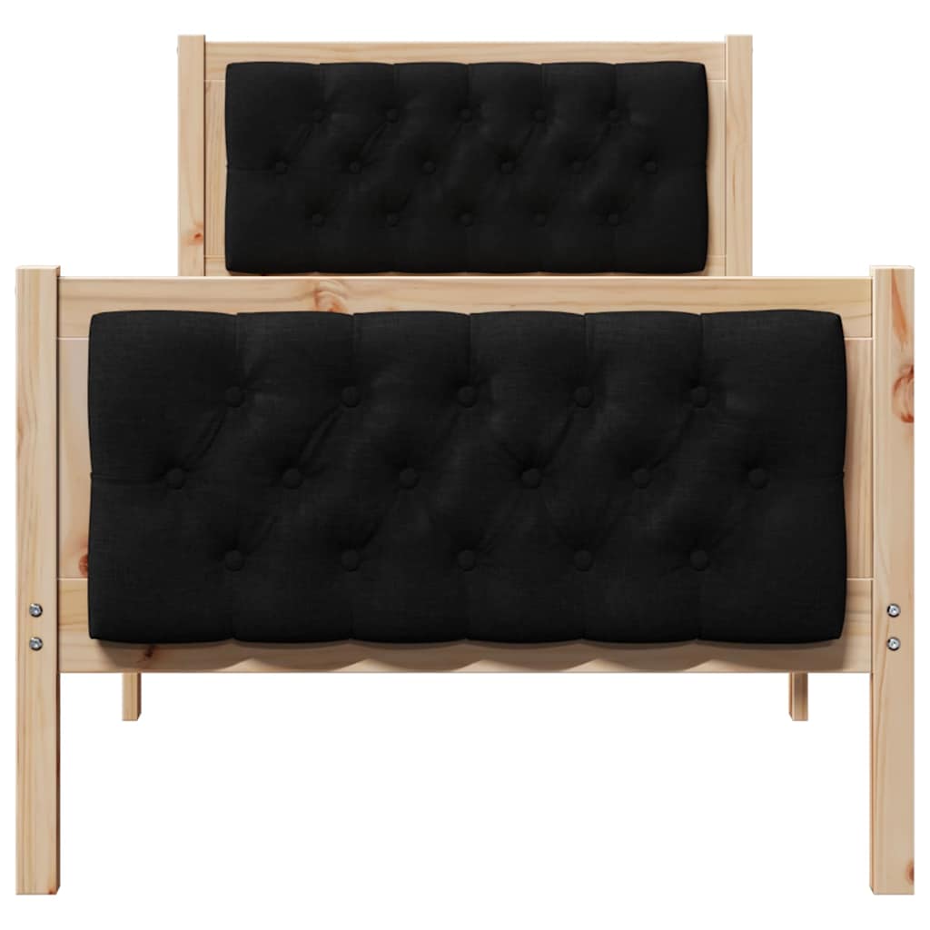 Bettrahmen Schwarz 80 x 200 cm Massives Kiefernholz