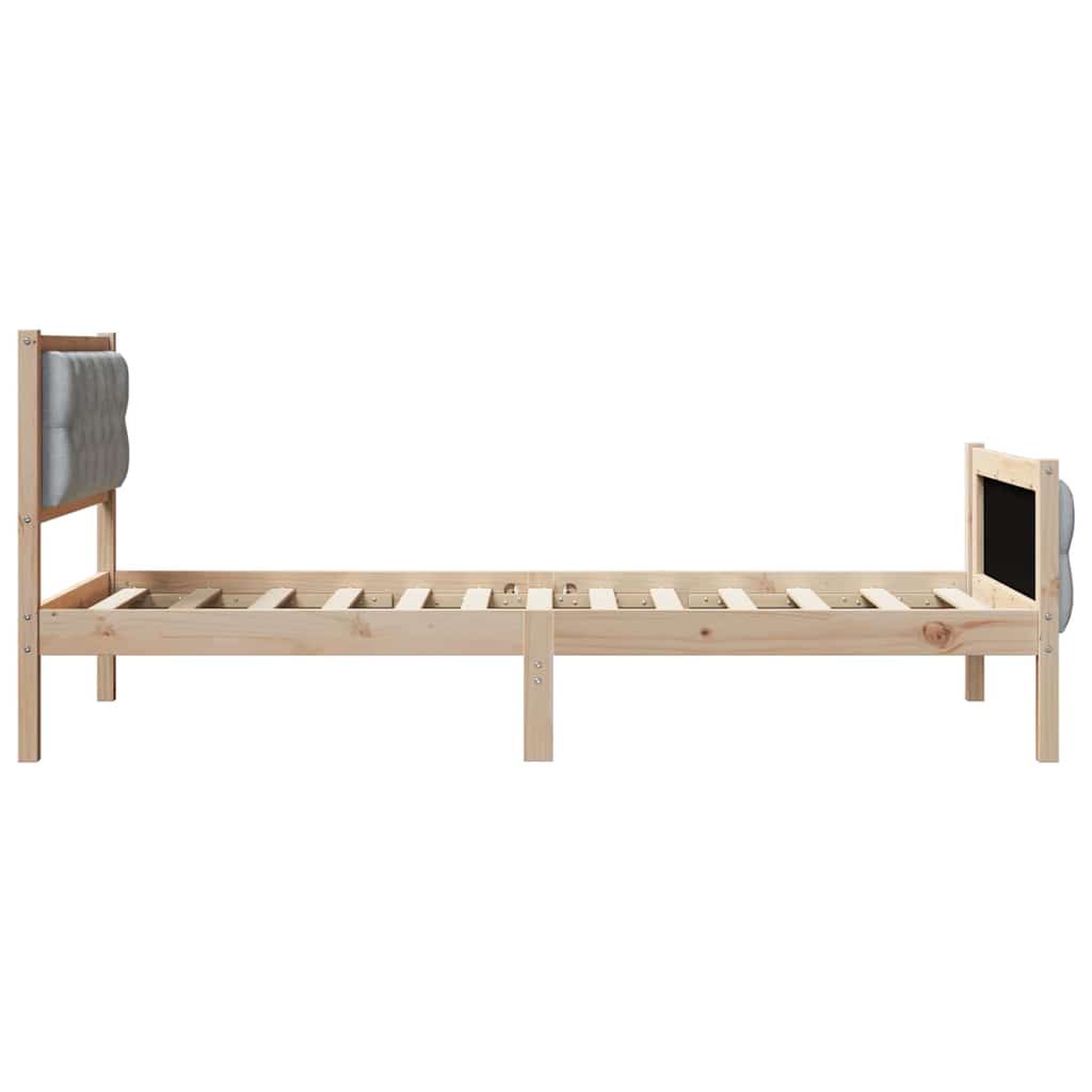 Bettrahmen Hellgrau 90 x 190 cm Massives Kiefernholz