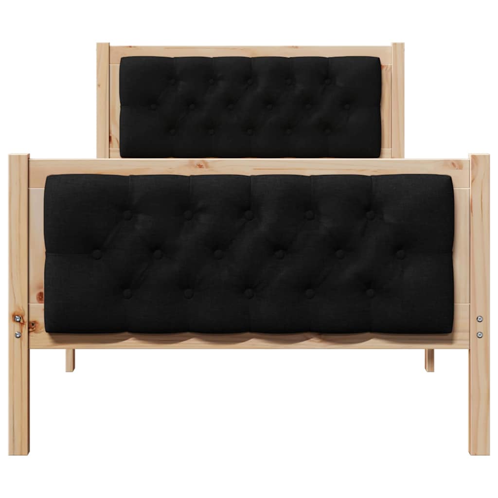 Bettrahmen Schwarz 90 x 190 cm Massives Kiefernholz