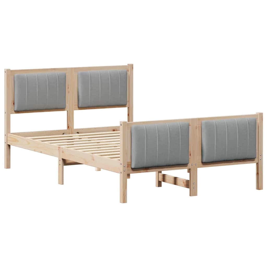 Bettgestell Braun und hellgrau 120 x 200 cm Massivholz Kiefer
