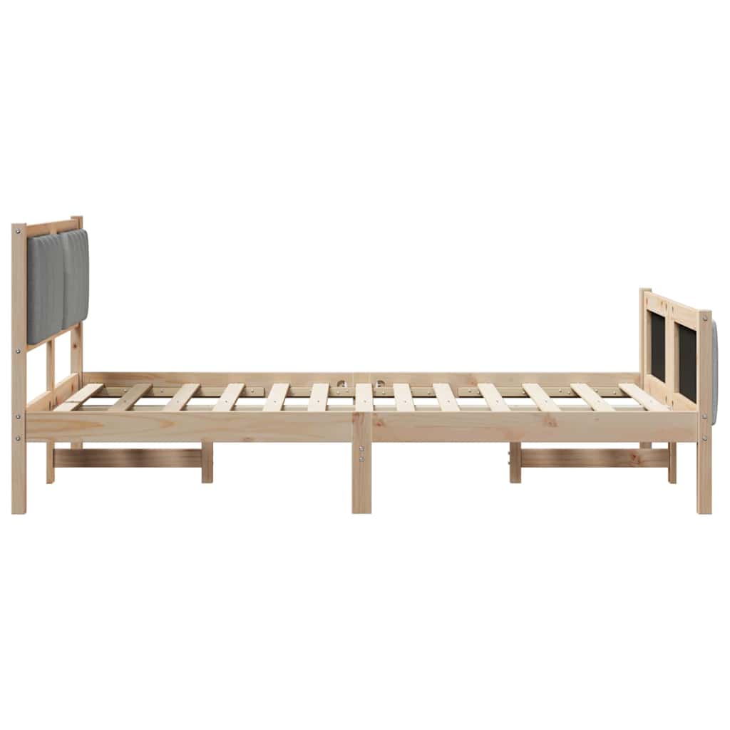 Bettgestell Braun und hellgrau 120 x 200 cm Massivholz Kiefer