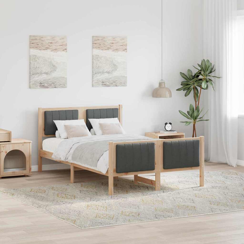 Bettgestell Braun und Dunkelgrau 120 x 200 cm Massivholz Kiefer