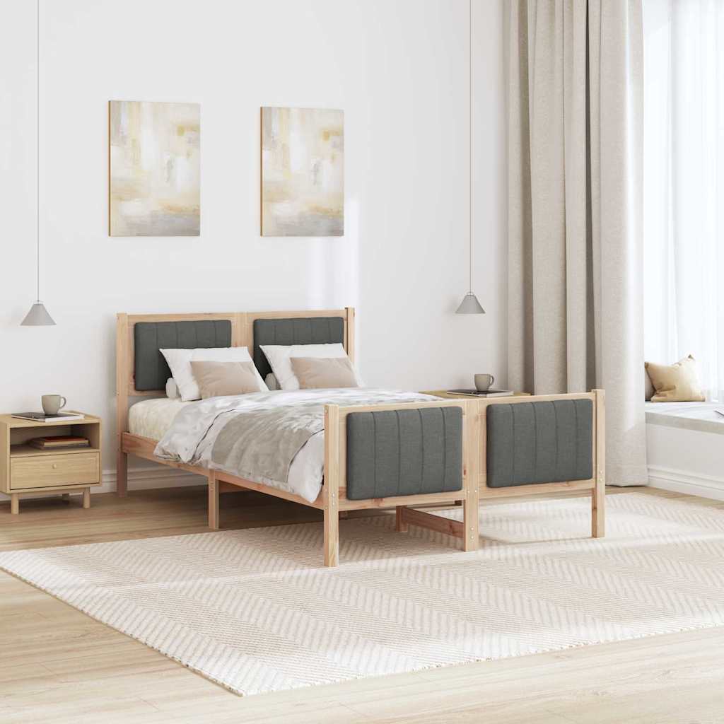 Bettgestell Braun und Dunkelgrau 120 x 200 cm Massivholz Kiefer