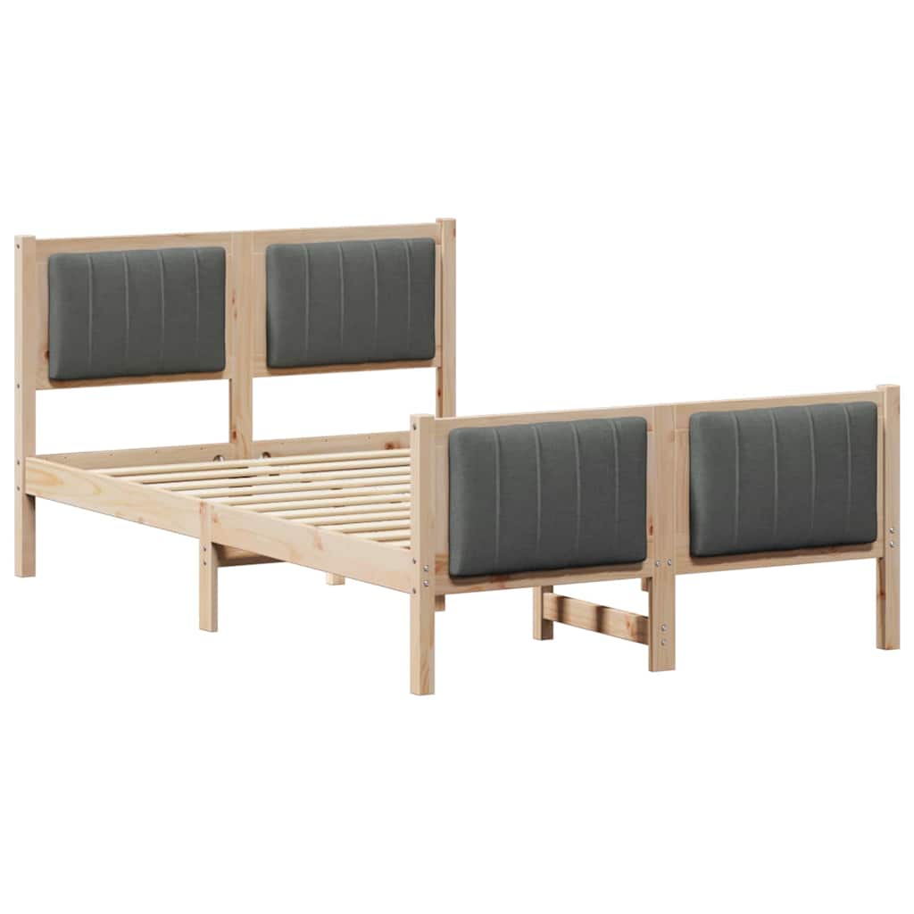 Bettgestell Braun und Dunkelgrau 120 x 200 cm Massivholz Kiefer
