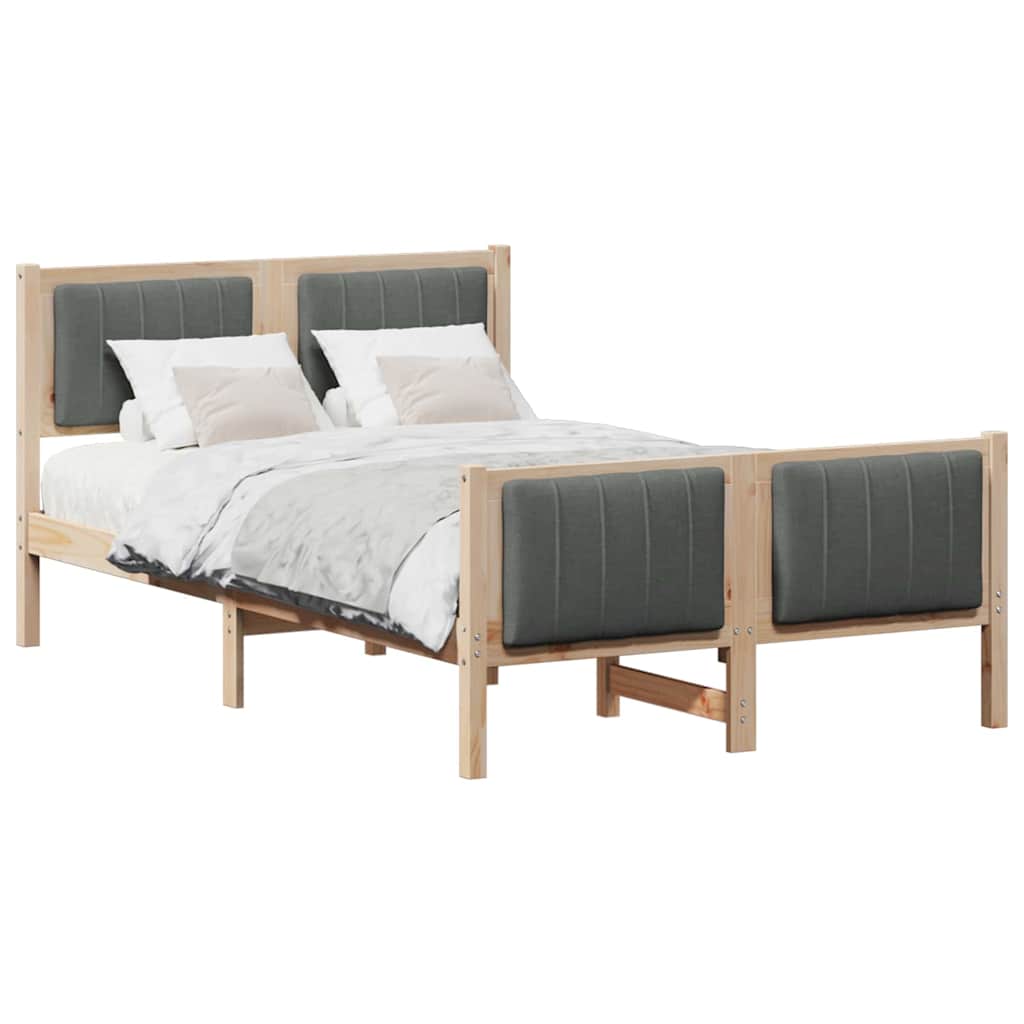 Bettgestell Braun und Dunkelgrau 120 x 200 cm Massivholz Kiefer