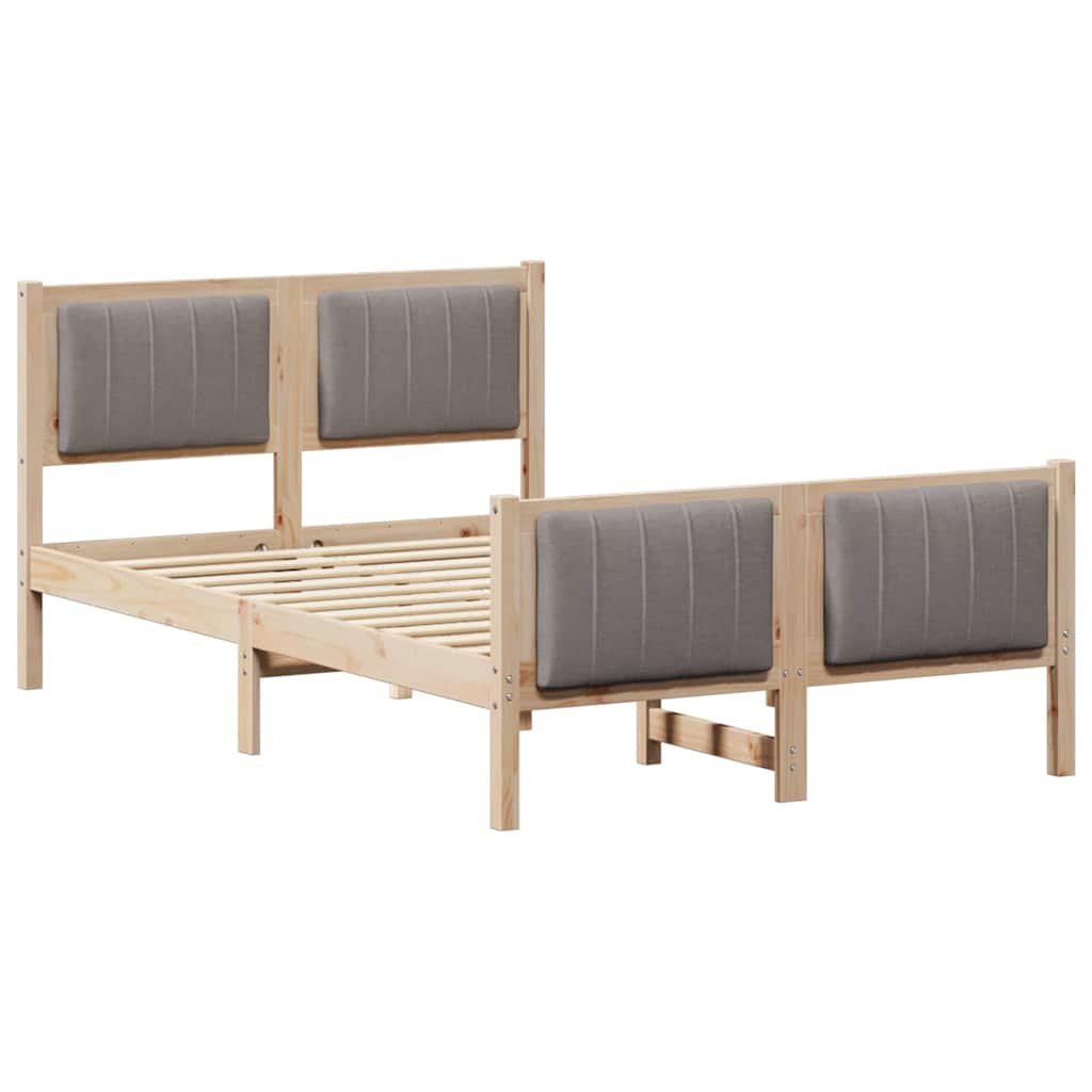 Bettgestell Braun und Taupe 120 x 200 cm Massivholz Kiefer