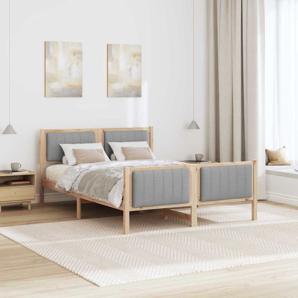 Bettgestell Braun und hellgrau 135 x 190 cm Massivholz Kiefer