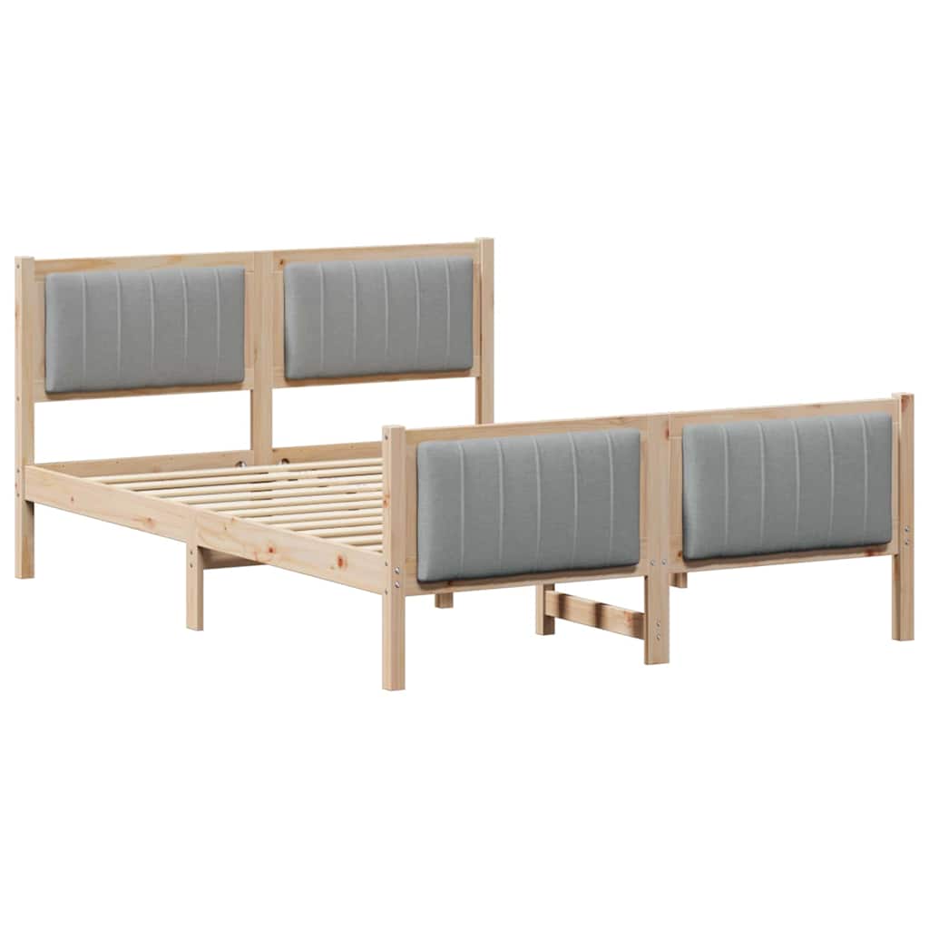 Bettgestell Braun und hellgrau 135 x 190 cm Massivholz Kiefer