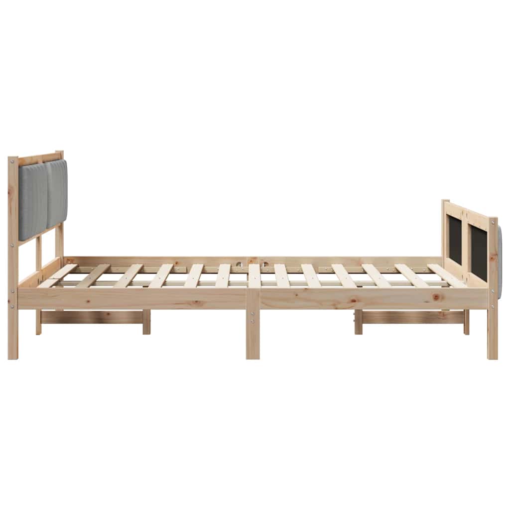 Bettgestell Braun und hellgrau 135 x 190 cm Massivholz Kiefer