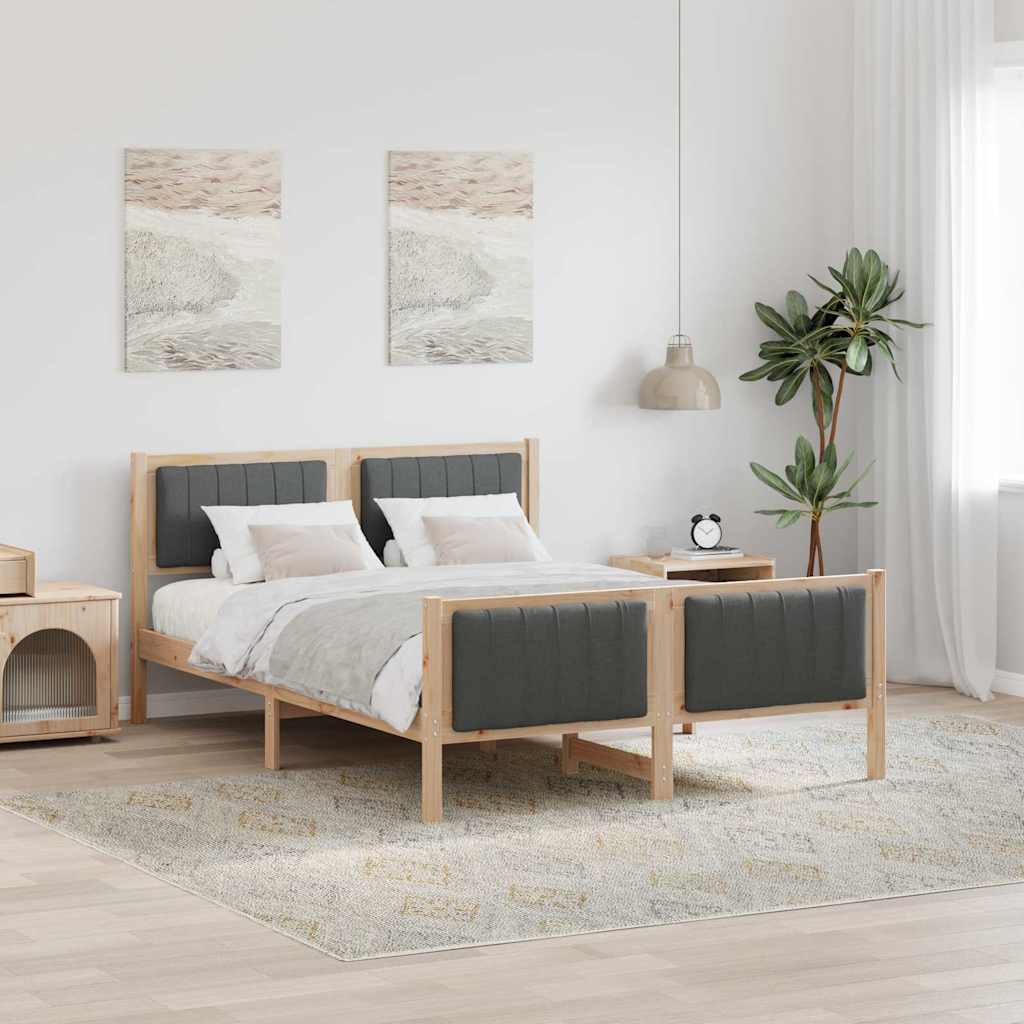 Bettgestell Braun und Dunkelgrau 135 x 190 cm Massivholz Kiefer