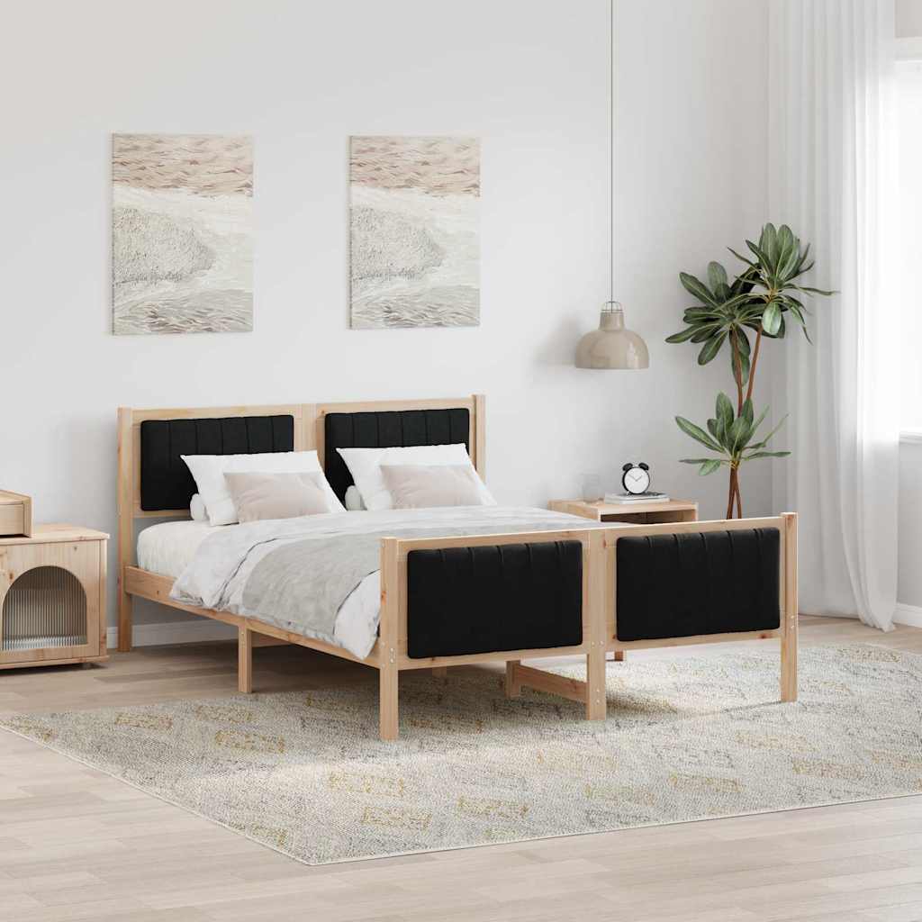 Bettgestell Braun und Schwarz 135 x 190 cm Massivholz Kiefer