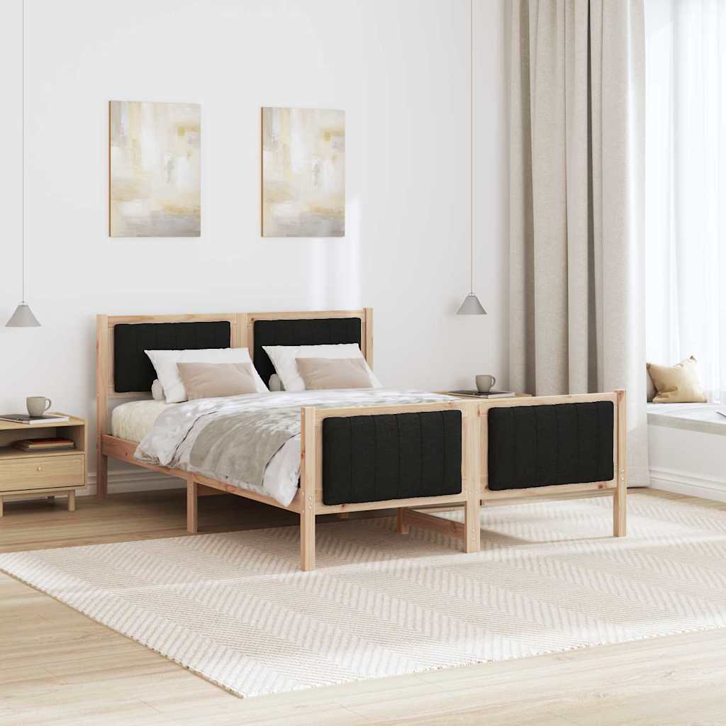 Bettgestell Braun und Schwarz 135 x 190 cm Massivholz Kiefer