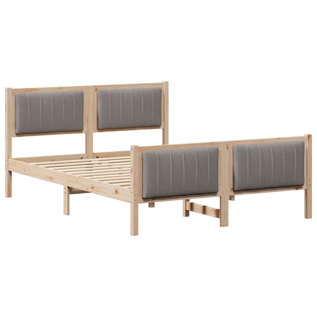 Bettgestell Braun und Taupe 135 x 190 cm Massivholz Kiefer