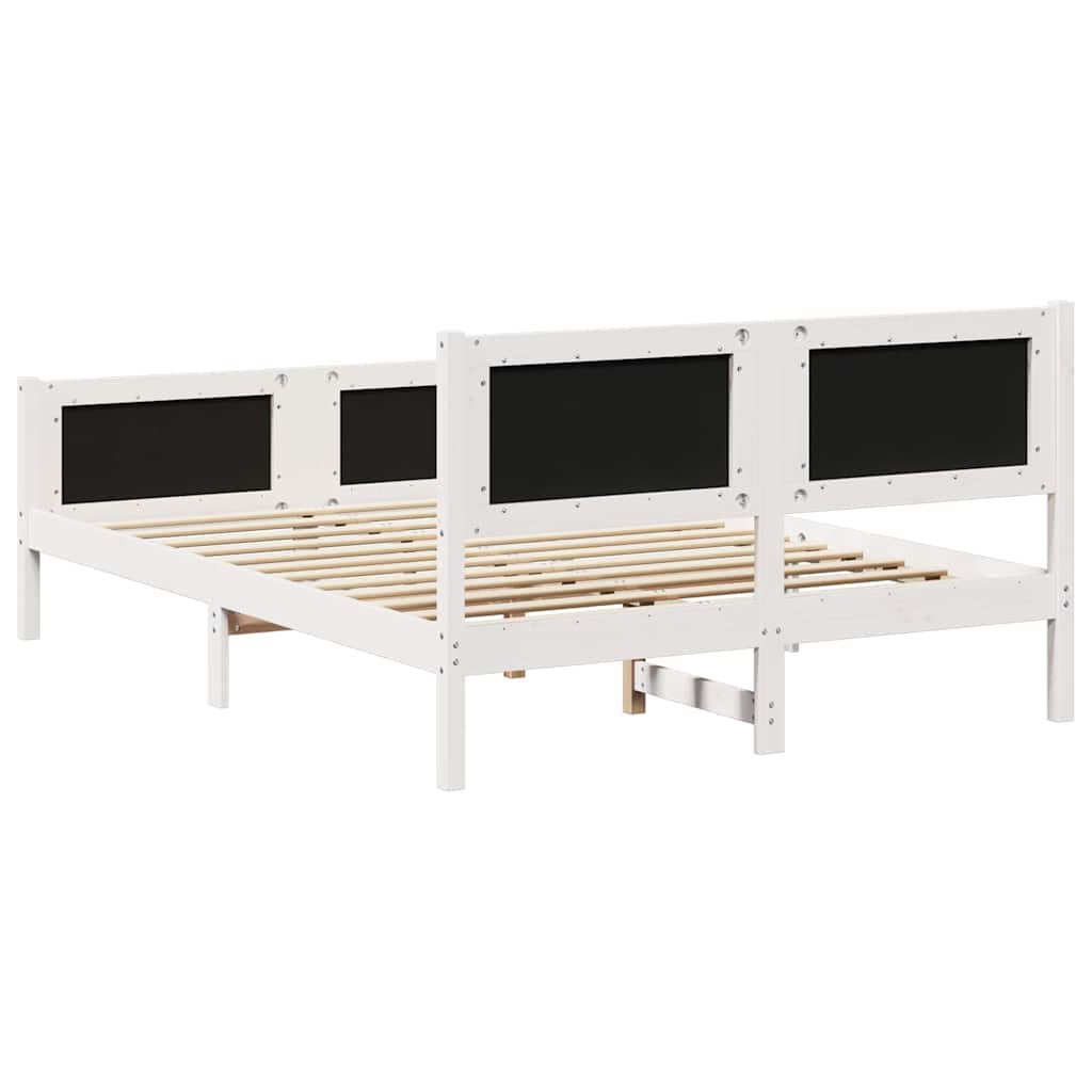 Bettgestell Weiß und Hellgrau 135 x 190 cm Massivholz Kiefer