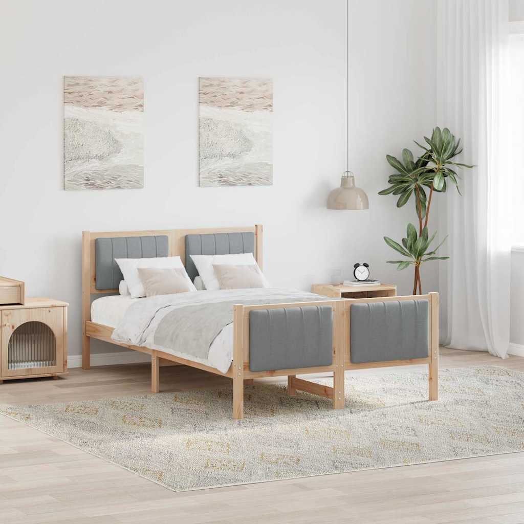 Bettgestell Braun und hellgrau 120 x 190 cm Massivholz Kiefer