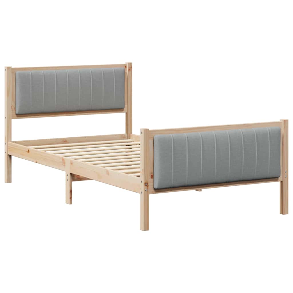 Bettgestell Braun und hellgrau 100 x 200 cm Massivholz Kiefer