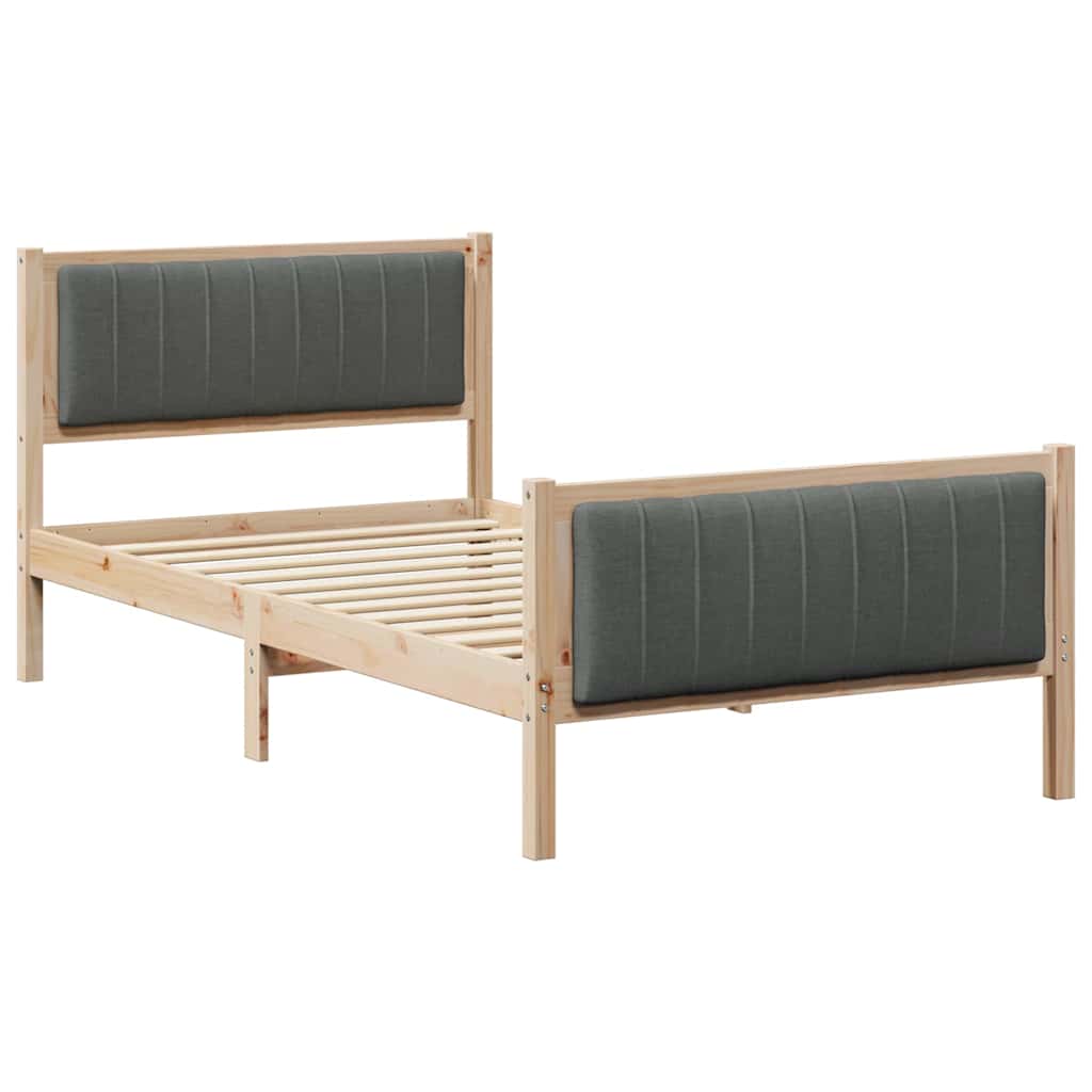 Bettgestell Braun und Dunkelgrau 100 x 200 cm Massivholz Kiefer