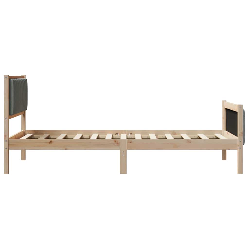 Bettgestell Braun und Dunkelgrau 100 x 200 cm Massivholz Kiefer