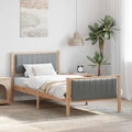 Bettgestell Braun und hellgrau 90 x 200 cm Massivholz Kiefer