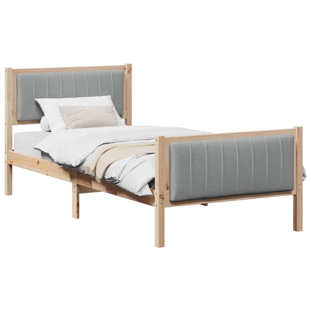 Bettgestell Braun und hellgrau 90 x 200 cm Massivholz Kiefer