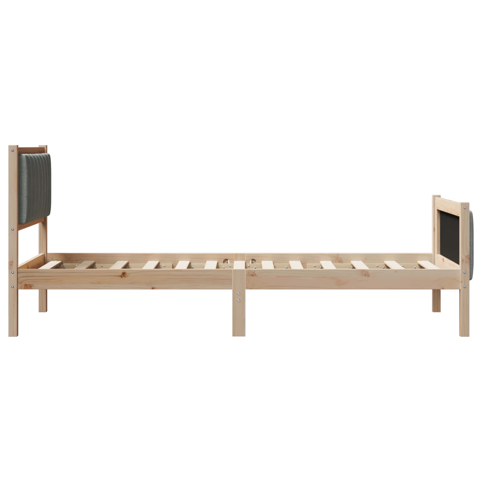Bettgestell Braun und Dunkelgrau 90 x 200 cm Massivholz Kiefer