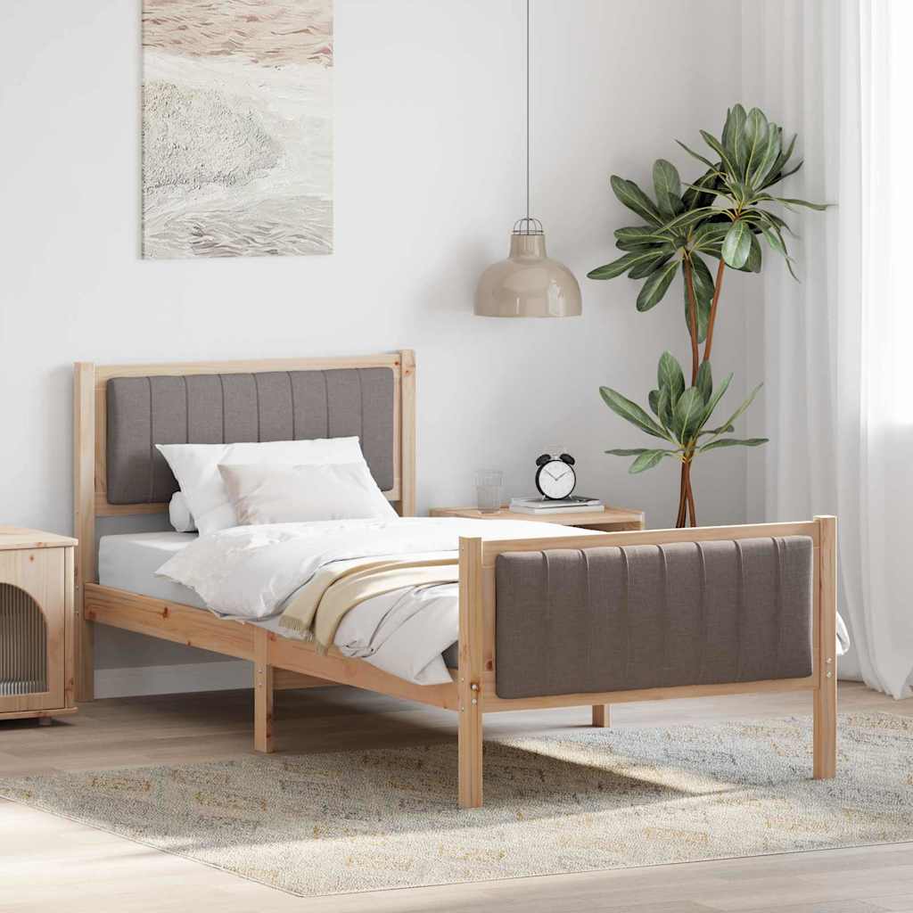 Bettgestell Braun und Taupe 90 x 200 cm Massivholz Kiefer